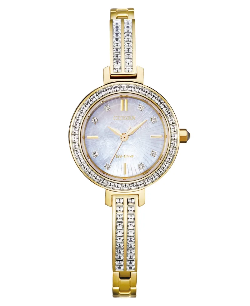 Citizen Eco-Drive Women's Gold-Tone Stainless Steel & Crystal Bangle Bracelet Watch 25mm - Gold-tone
