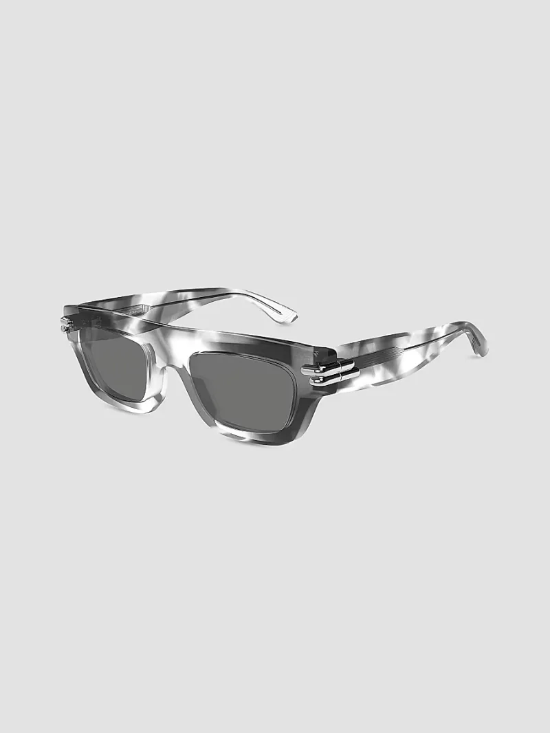 Bottega Veneta Men's Bold Ribbon BV1321S 50MM Rectangular Sunglasses - Grey Havana