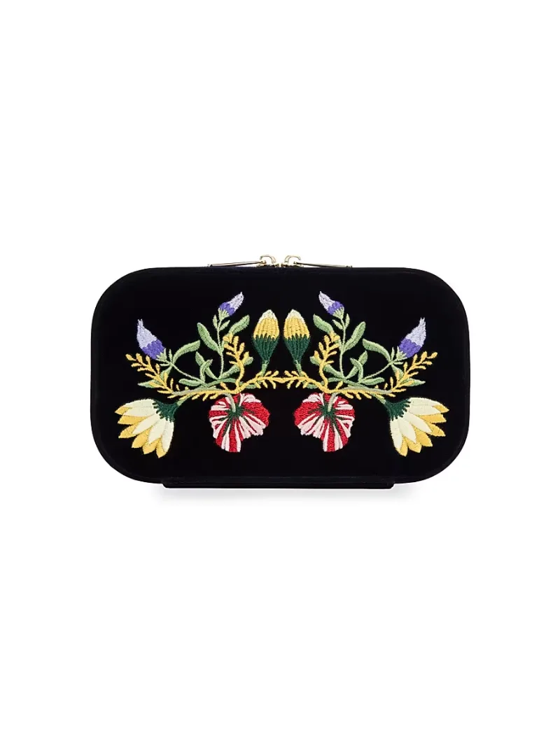 Wolf Zoe Embroidered Travel Zip Case - Indigo