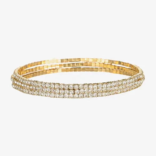 Monet Jewelry Womens Glass Round Stretch Bracelet, One Size, Yellow
