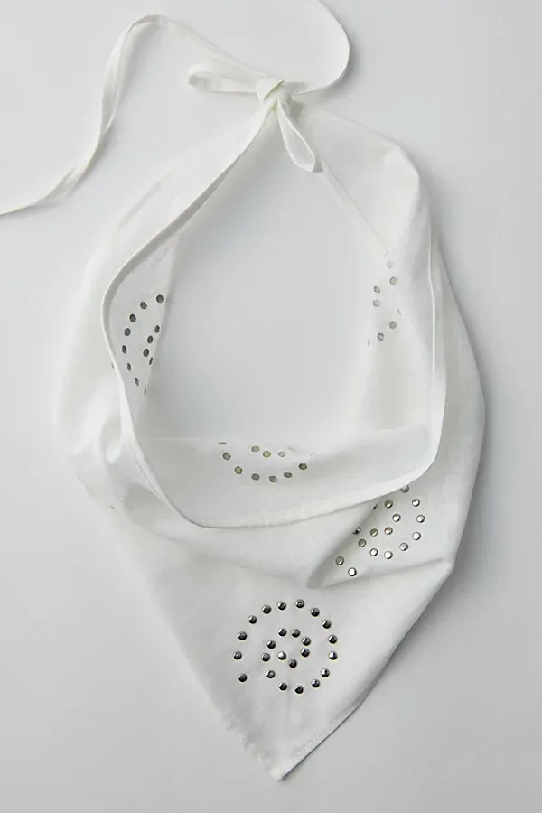 Swirl Studded Headscarf in Ivory, Women's at Urban Outfitters
