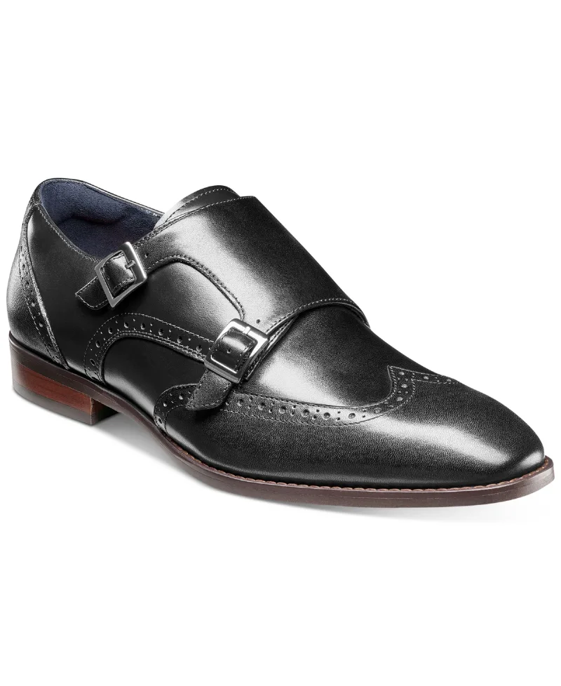 Stacy Adams Men's Karson Wingtip Double-Monk Strap Dress Shoe - Black