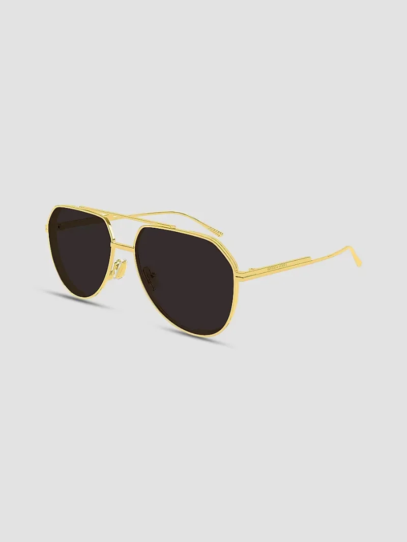 Bottega Veneta Men's Light Ribbon 60MM Pilot Metal Sunglasses - Gold Black
