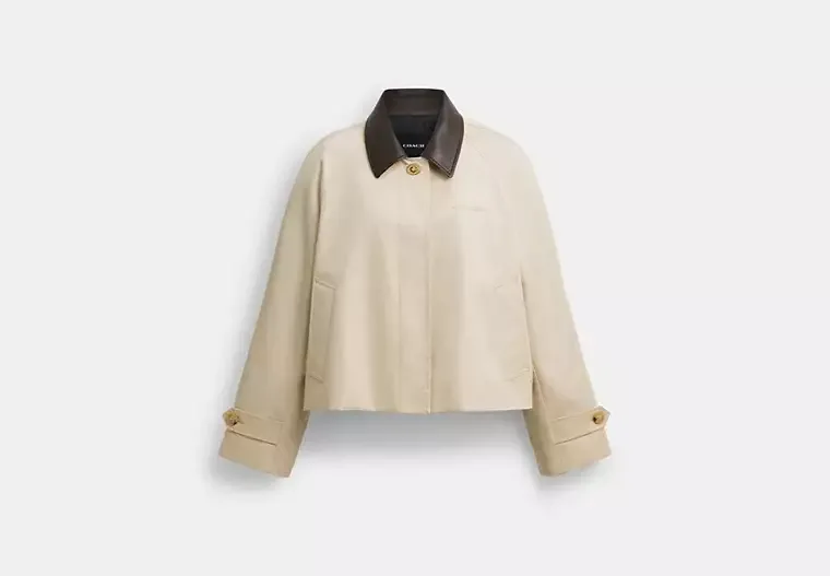 Swing Trench Coat With Leather Collar