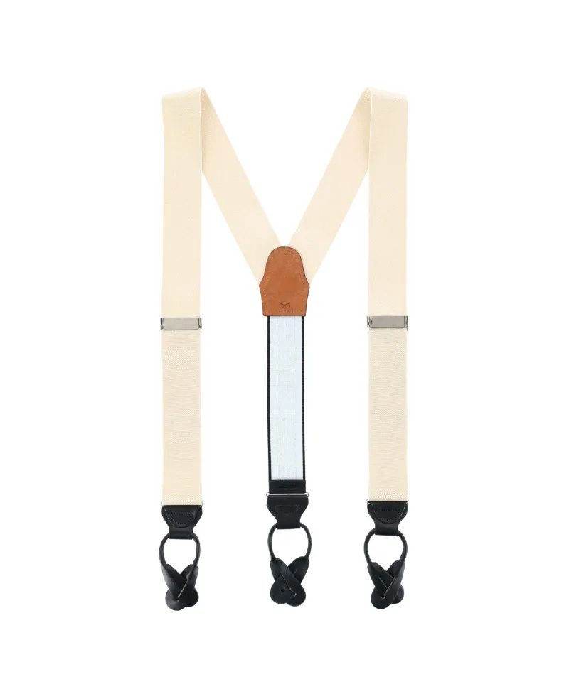 Trafalgar Men's Hudson Nylon Button End Suspenders - Buff khaki