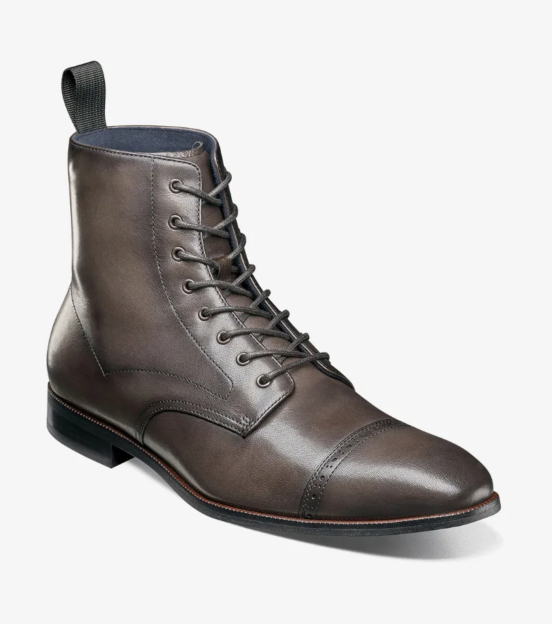Stacy Adams Shoes Henry Cap Toe Lace Up Boot Gray Size 8