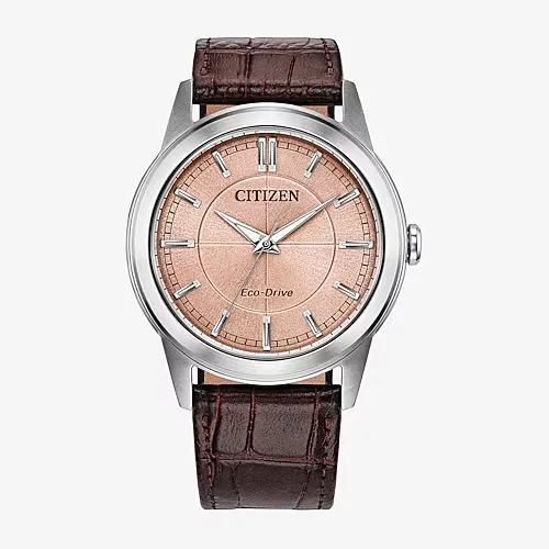 Citizen Rolan Mens Brown Leather Strap Watch Aw2110-14z, One Size, Brown