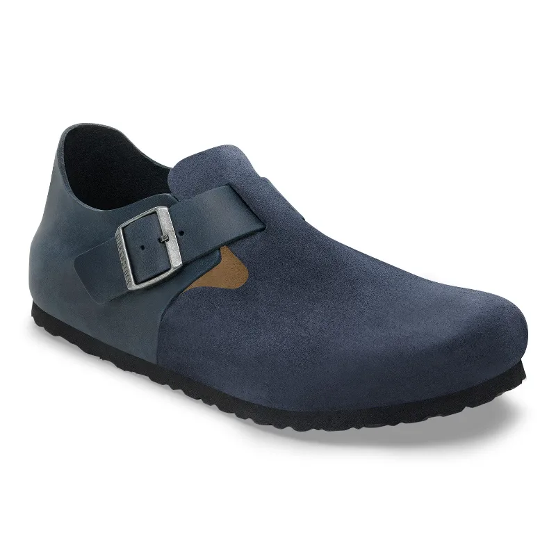 BIRKENSTOCK London Mixed Leather New Navy Slippers