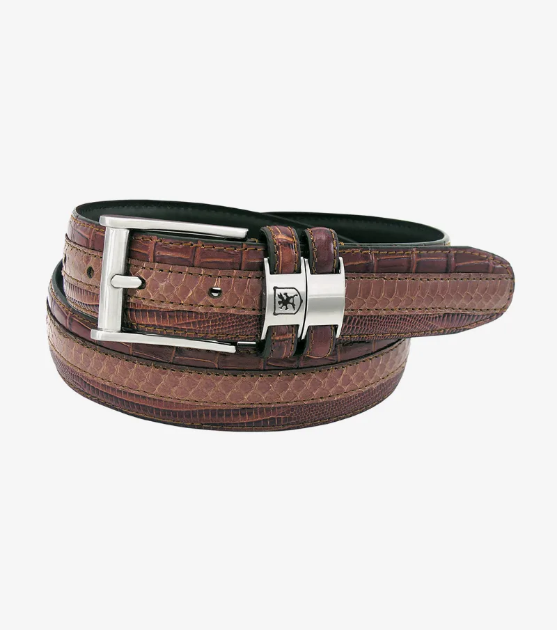 Stacy Adams Shoes Maes XL Genuine Leather Embossed Belt Cognac Size 50