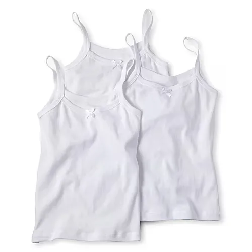 Maidenform Girls Round Neck Sleeveless 3 Pack Camisole, Large, White