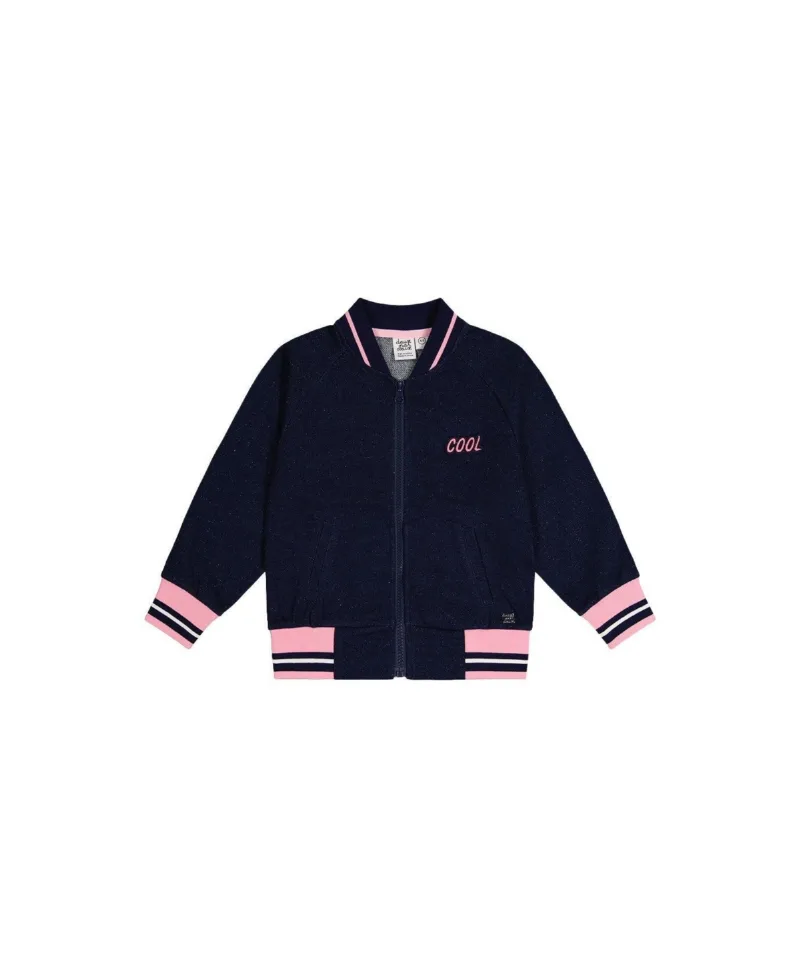 Deux par Deux Toddler Girl (2 - 5) French Terry Jacket - Navy blue denim