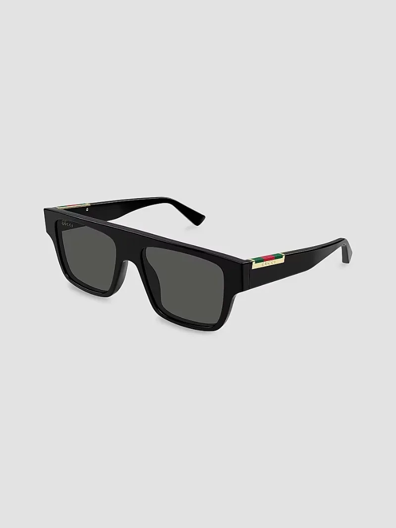 Gucci Men's Subtle Web 53MM Square Sunglasses - Black