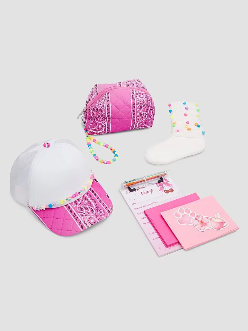 Bari Lynn Girl's Girl's Trucker Hat, Pouch & Stationery Set - Pink Bandana