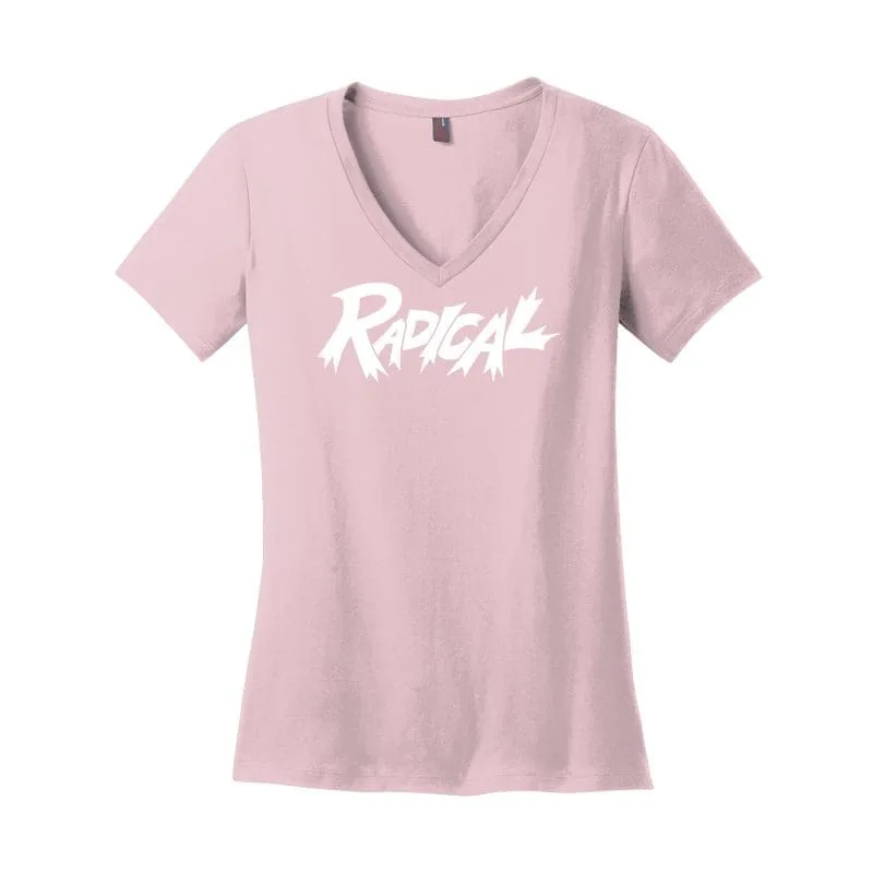 Coolwick Womens V Neck Light Pink Radical Bowling T-Shirt