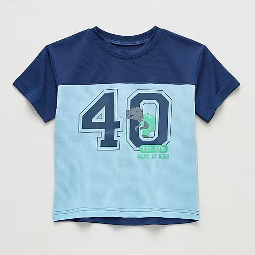 Okie Dokie Active Toddler & Little Boys Crew Neck Short Sleeve Regular Fit Graphic T-Shirt, 4t, Blue