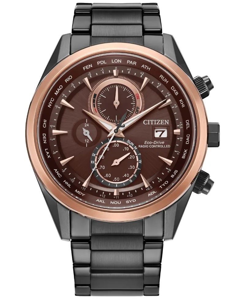Citizen Eco-Drive Men's Chronograph Sport Luxury Radio Control Gray-Tone Stainless Bracelet Watch 43mm - Gray