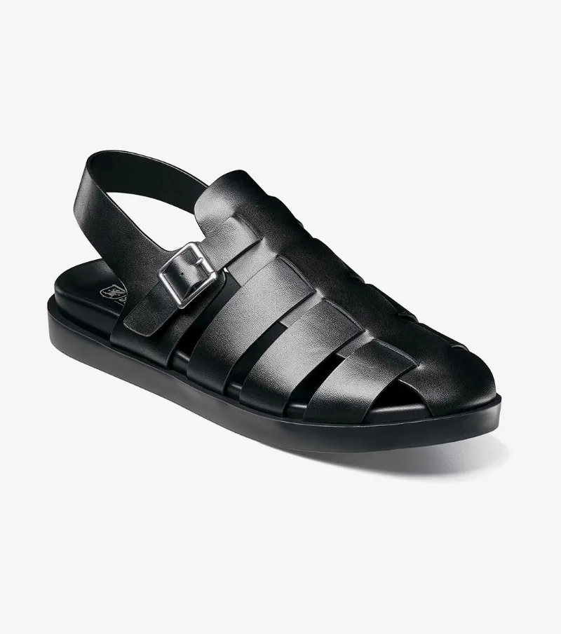Stacy Adams Shoes Montego Slingback Buckle Sandal Black Size 9