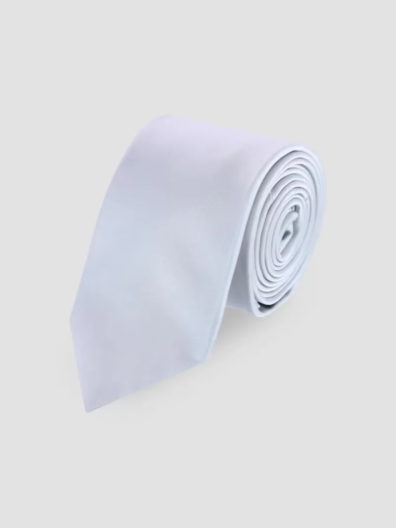 Men Silk Neck Tie - Silver