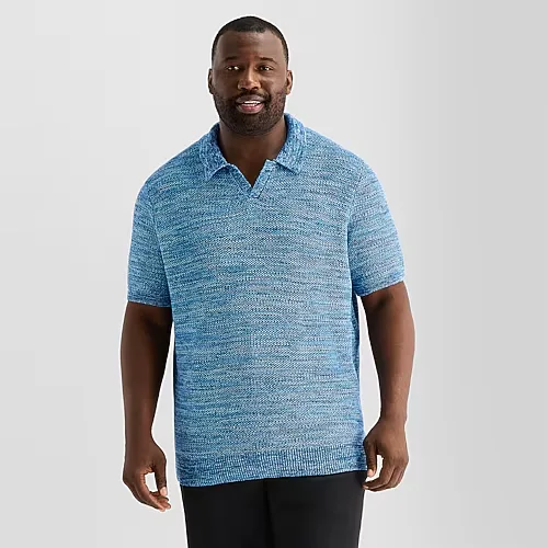 Shaquille O'Neal XLG Big and Tall Mens Short Sleeve Polo Sweater, 3x-large, Blue