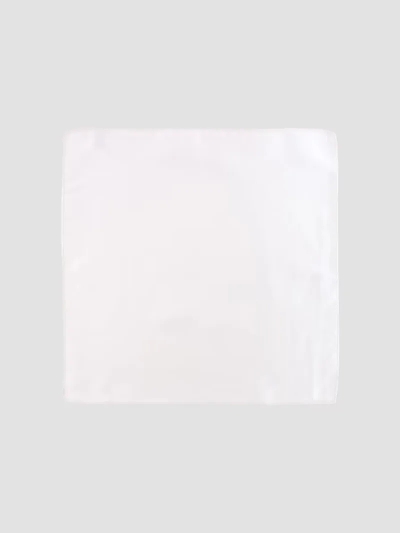 Men Silk Pocket Square - White
