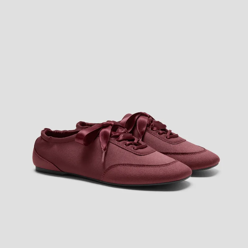 VIVAIA Square-Toe Lace-Up Satin Sneakerina (Cristina)|BURGUNDY|US 6