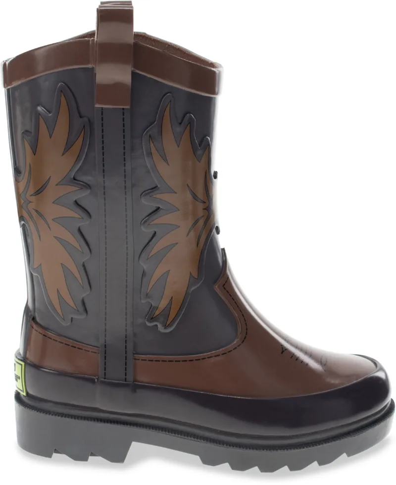 Toddler Little Boy's and Big Boy's Western Cowboy Rain Boot - Brown