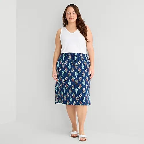 St. John's Bay Womens Plus Midi A-Line Skirt, 3x, Blue