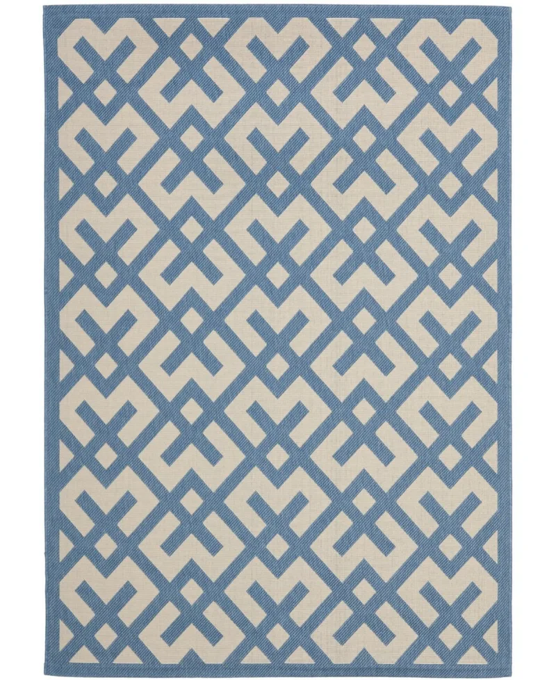 Safavieh Courtyard CY6915 Beige and Blue 5'3" x 7'7" Outdoor Area Rug - Beige / Bl