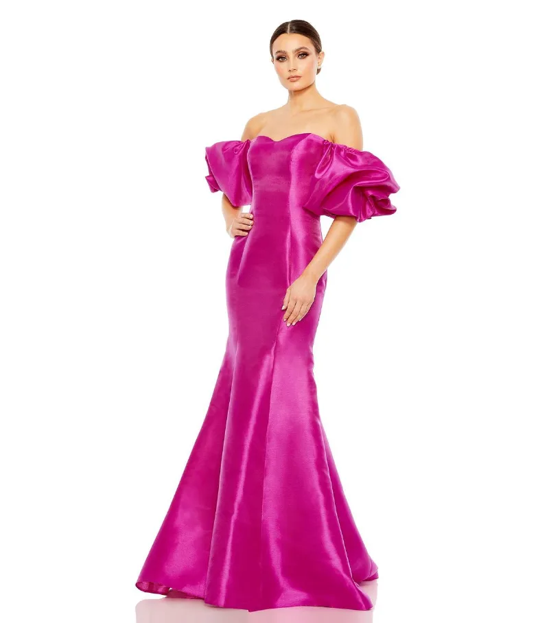 Mac Duggal Women's Sweetheart Off The Shoulder Puff Sleeve Gown - Fuchsia
