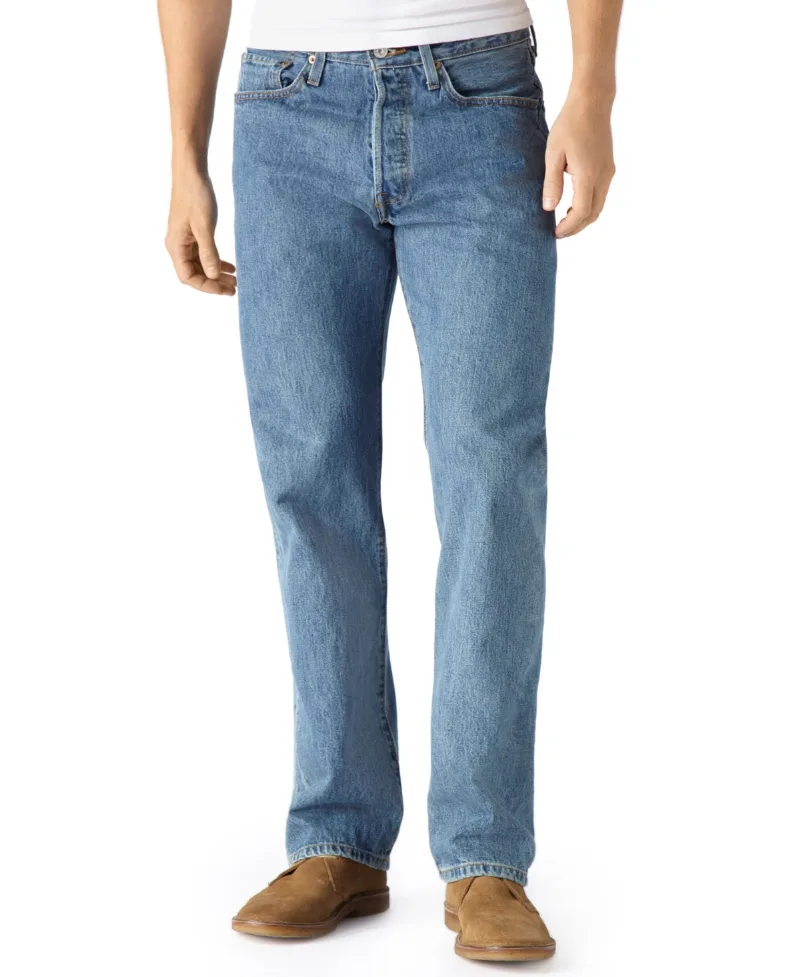 Levi's Men's 501 Original Fit Button Fly Non-Stretch Jeans - Medium Stonewash