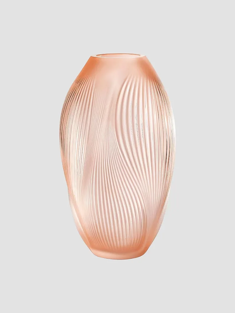 Lalique Alizé Crystal Vase - Coral