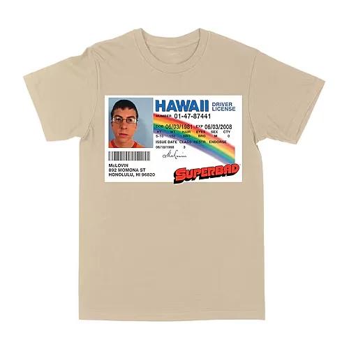 Novelty Superbad Mens Crew Neck Short Sleeve Regular Fit Graphic T-Shirt, Medium, Beige