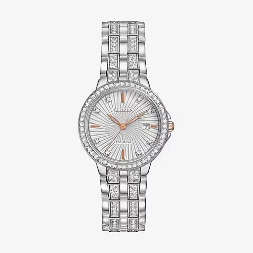 Citizen Silhouette Crystal Womens Crystal Accent Silver Tone Stainless Steel Bracelet Watch Ew2340-58a, One Size, Silvertone