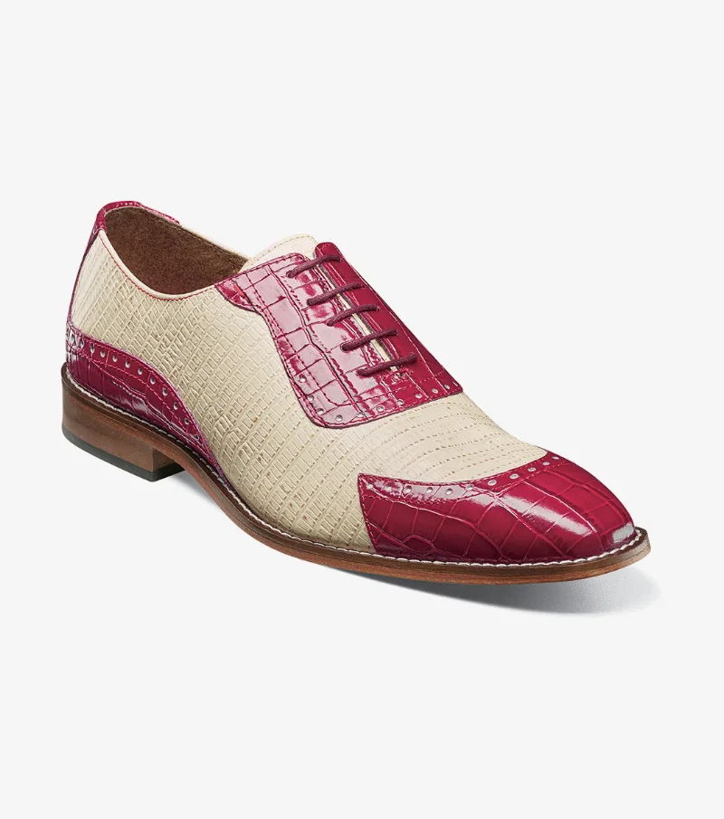 Stacy Adams Shoes Tarango Modified Cap Toe Oxford Raspberry/Ivory Size 10.5
