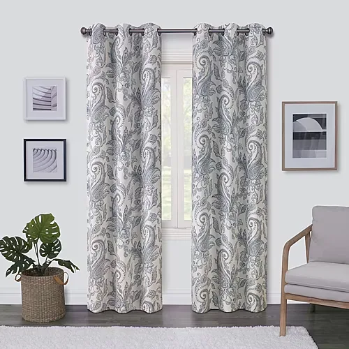 Regal Home Surfaces Paisley Grommet Top Light-Filtering Single Curtain Panel, One Size, Blue