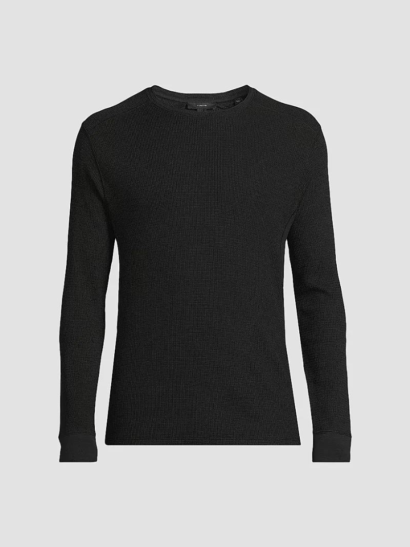 Men's Thermal Crewneck Long-Sleeve T-Shirt - Black - Size Small