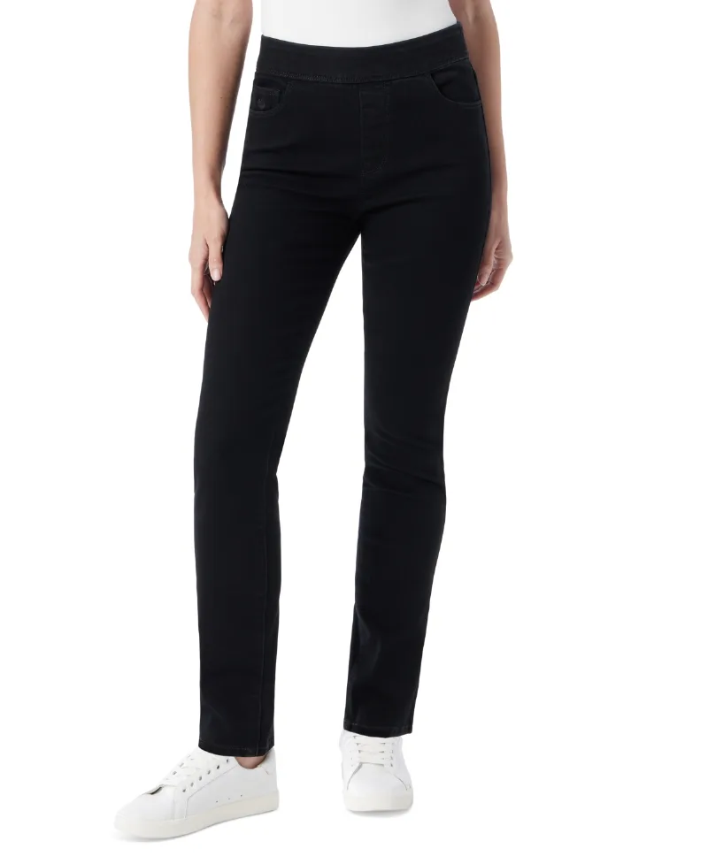 Gloria Vanderbilt Women's Amanda High-Rise Straight Pull-On Jeans - Black Rinse