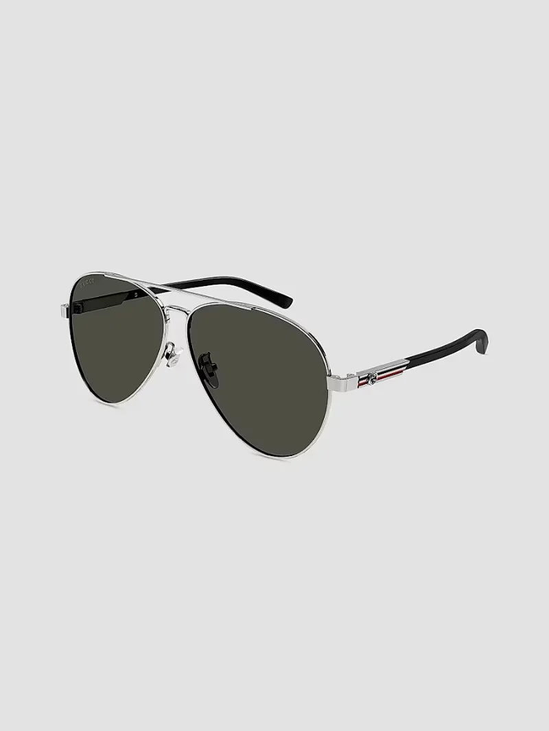 Gucci Men's Archive Details 61MM Metal Pilot Sunglasses - Ruthenium