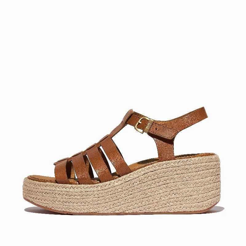 PLATFFORMS Espadrille Leather Fisherman Wedge Sandals