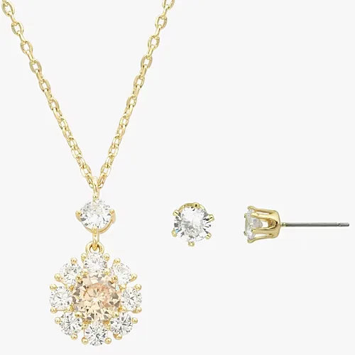 Sparkle Allure Womens Cubic Zirconia 14K Gold Over Brass Round Sunburst 2-pc. Jewelry Set, One Size