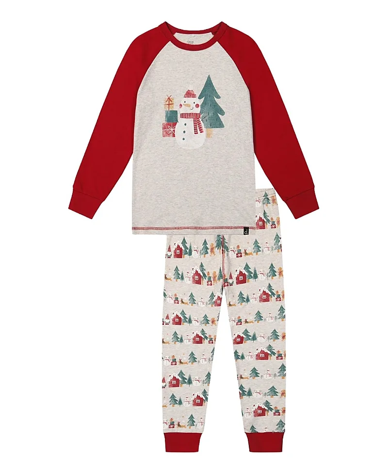 Deux par Deux Unisex Christmas Organic Cotton Top Pants Two Piece Pajama Set - Little Kid, Big Kid