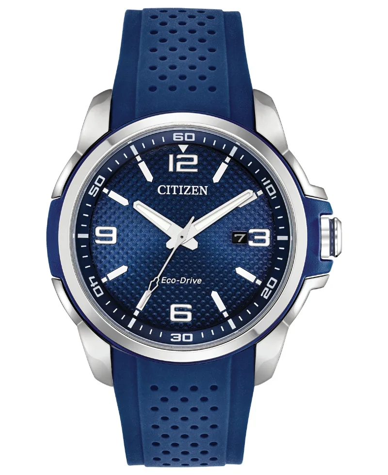 Citizen Drive From Citizen Eco-Drive Men's Blue Polyurethane Strap Watch 45mm - Blue