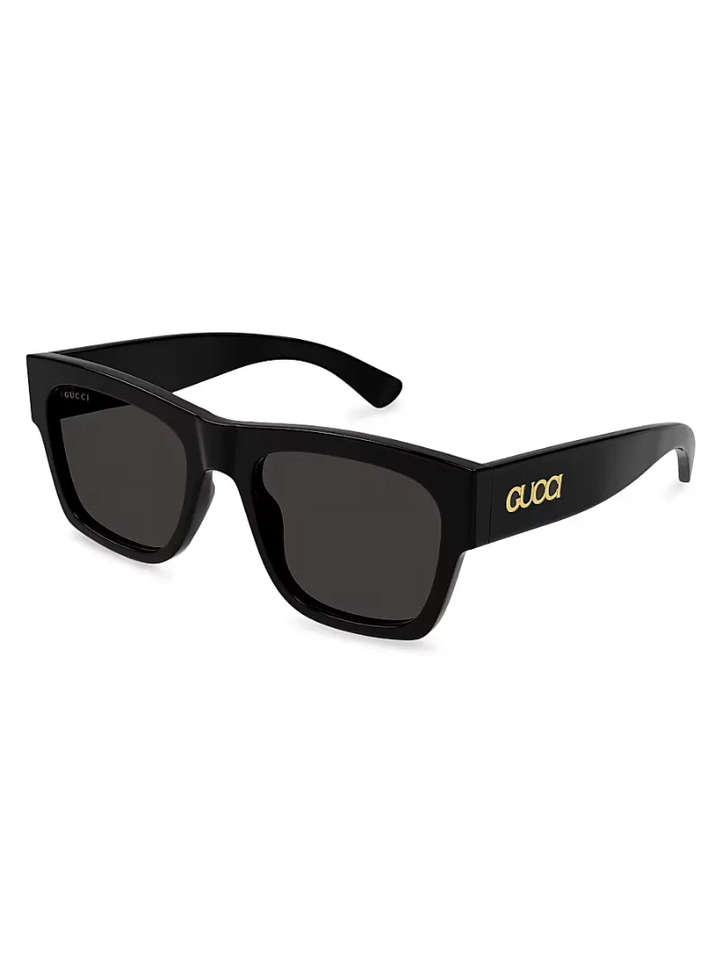 Gucci Men's 54MM Squared Sunglasses - Gold Black