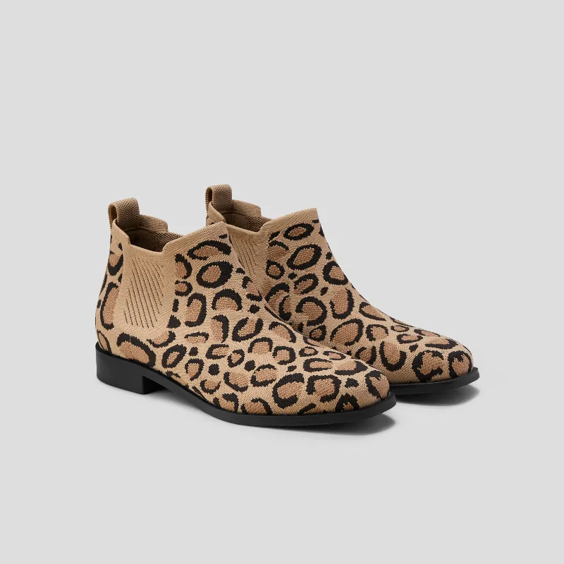 VIVAIA Square-Toe Water-Repellent Ankle Boots (Ryan Pro)|DARK LEOPARD|US 8.5