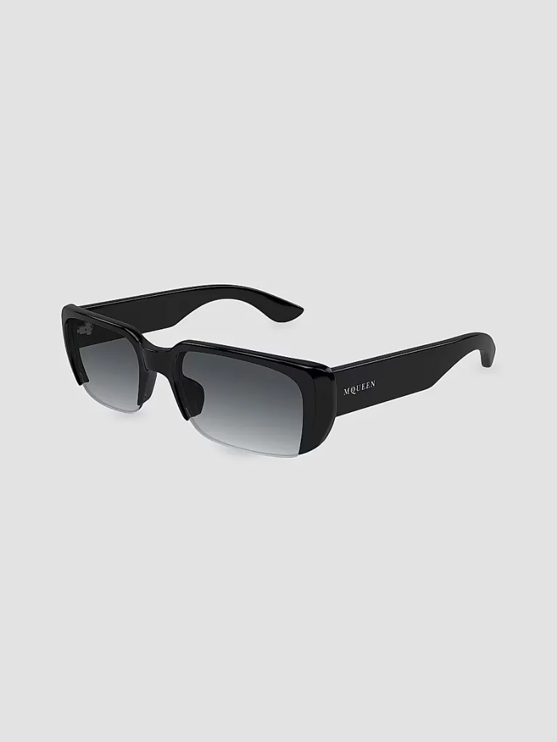 McQueen Men's McQueen Horizon 56MM Rectangular Sunglasses - Black