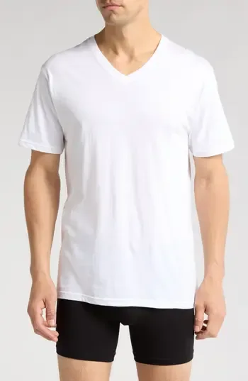 NORDSTROM RACK Classic Cotton 3-Pack V-Neck Undershirts in White at Nordstrom Rack, Size Xx-Large