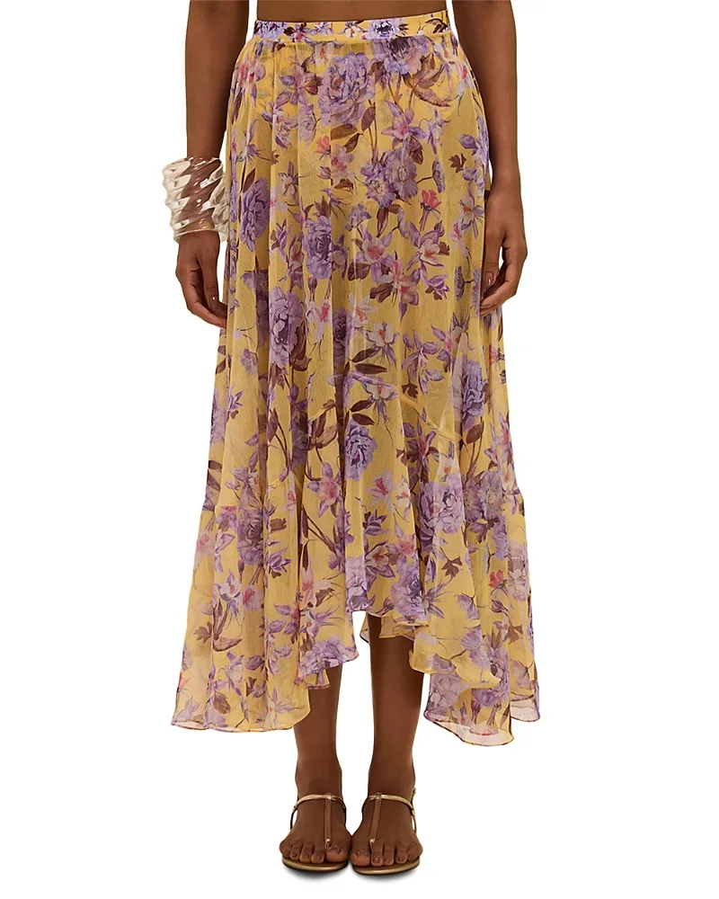PatBO Peony Print Skirt