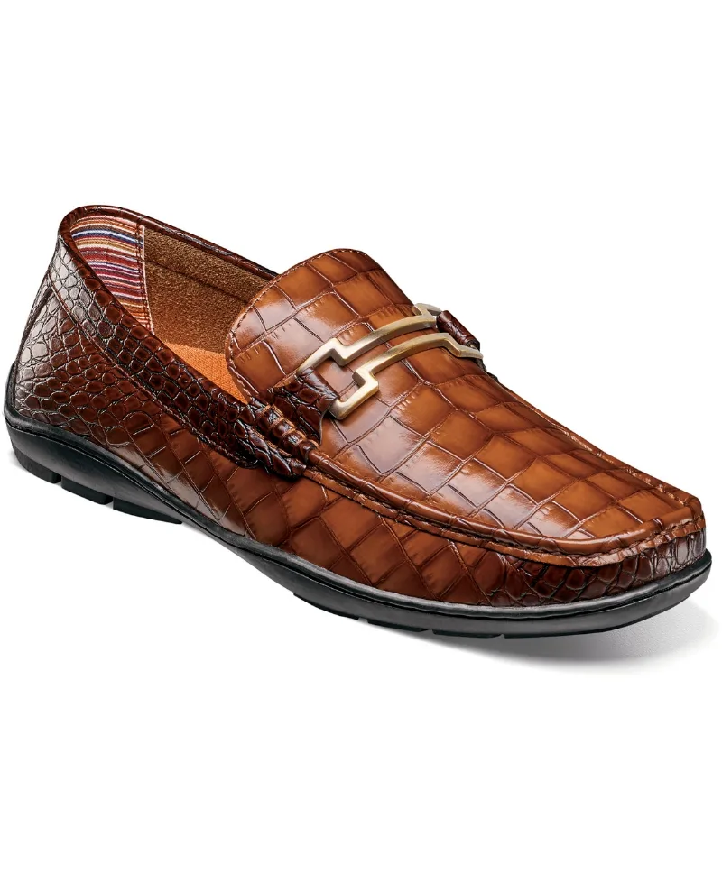 Stacy Adams Men's Embrey Moc Toe Bit Slip On Loafer - Cognac