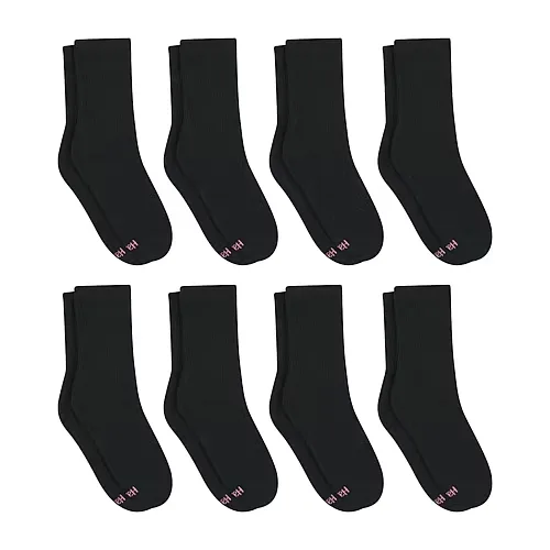 Hanes Cool Comfort Cushion Womens 8 Pair Crew Socks, 9-11, Black