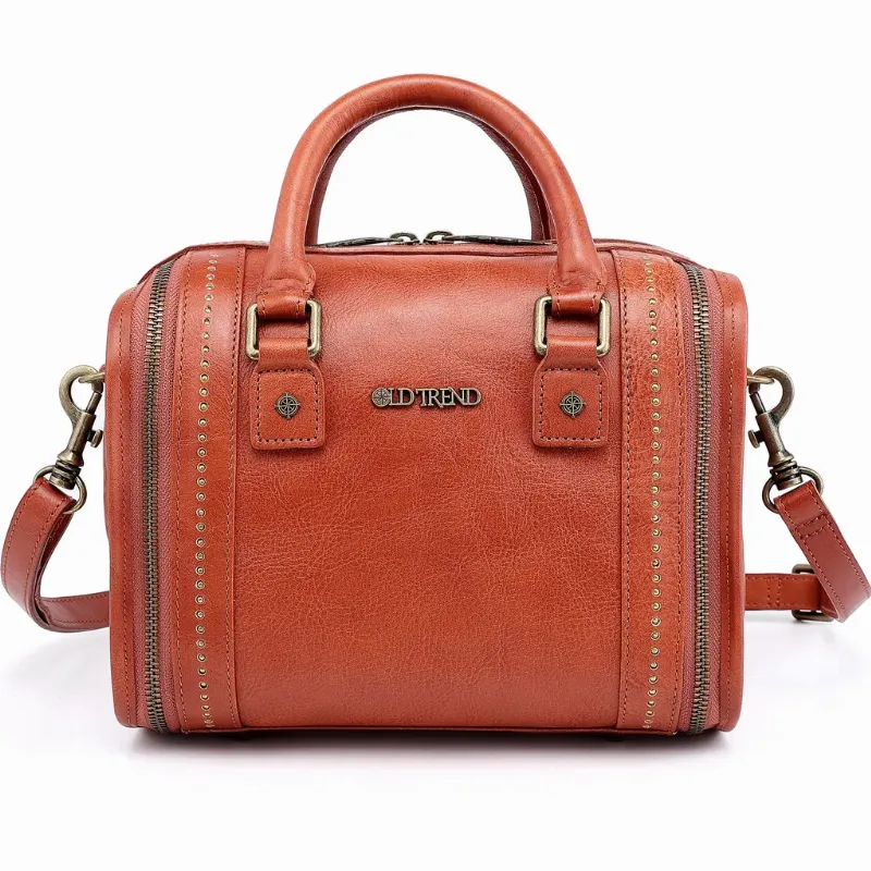OLD TREND Mini Trunk Leather Crossbody Bag in Cognac at Nordstrom Rack